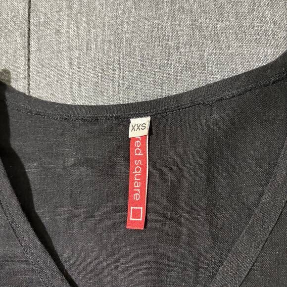 Red Square Women Top XXS Black 100% Linen Babette Lagenlook Oversized - Picture 3 of 6
